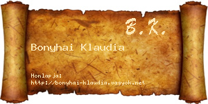 Bonyhai Klaudia névjegykártya